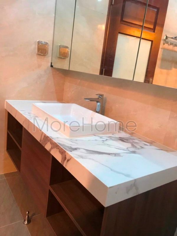 Thi công bàn đá lavabo cho phòng vệ sinh, phòng tắm tại nhà lô phố hải phòng