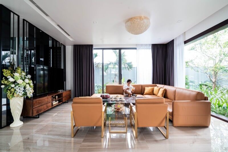 Công trình sản phẩm thi công nội thất phòng khách hiện đại tại biệt thự Hà Tĩnh