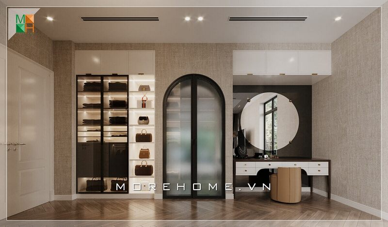 Mẫu gương soi trang điểm hình tròn rất bắt mắt và hiện đại